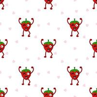 Cute strawberry cartoon seamless pattern vector  Background design for kids, decorating, wallpaper, wrapping paper, fabric, backdrop