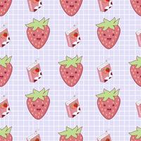 Cute strawberry cartoon seamless pattern vector  Background design for kids, decorating, wallpaper, wrapping paper, fabric, backdrop