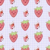 Cute strawberry cartoon seamless pattern vector  Background design for kids, decorating, wallpaper, wrapping paper, fabric, backdrop