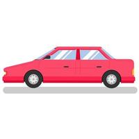 red sedan in flat color style. City car vehicle transportation. Vector illustration