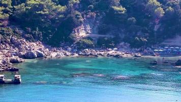 Anthony Quinn Bay with turquoise clear water Faliraki Rhodes Greece.