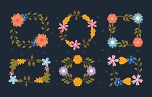 conjunto de plantillas de marco floral decorativo vector