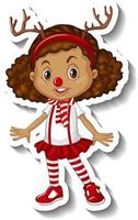 A girl in Christmas costumes vector