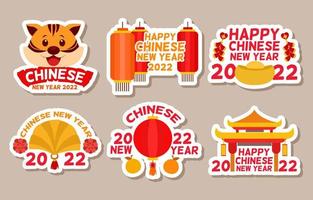 Chinese New Year 2022 Sticker Collection vector