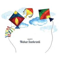 Happy makar sankranti holiday card india festival design vector