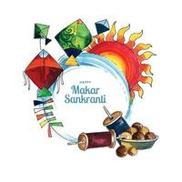 Happy makar sankranti holiday card india festival design vector