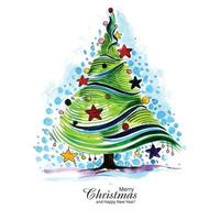 Beautiful artistic christmas tree holiday card background vector