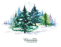 Beautiful artistic christmas tree holiday card background vector