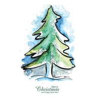 Beautiful artistic christmas tree holiday card background vector