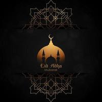 eid adha mubarak hermosa tarjeta de felicitación oro negro vector