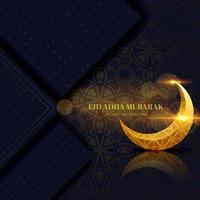 Eid adha mubarak greeting card Black and gold vector