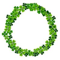 St Patrick's day round frame with green clovers vector