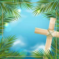 Palm Sunday Background With Cross vector