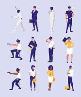 Set of women and men workers vector design