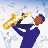 Musician man with saxophone of music festival vector design