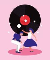 Festival de música bailarines y diseño de vectores de vinilo.