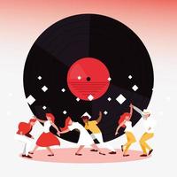 Music festival dancers and vinyl vector design