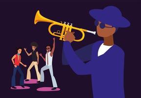 Musician man and dancers vector design