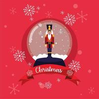 Merry christmas nutcracker inside sphere vector design