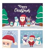 Merry christmas cartoons vector design