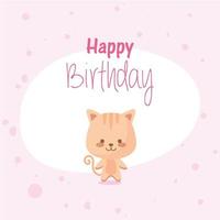 dibujos animados de gato y diseño de vector de feliz cumpleaños