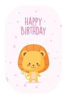 dibujos animados de león y diseño de vector de feliz cumpleaños