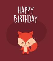 dibujos animados de zorro y diseño de vector de feliz cumpleaños