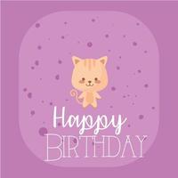 dibujos animados de gato y diseño de vector de feliz cumpleaños