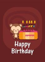 monkey cartoon cake and happy birthday vector design