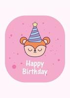 Dibujos animados de ardilla y feliz cumpleaños con diseño de vector de sombrero