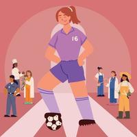 mujer futbolista vector