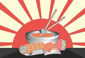 rollos de comida de sushi vector