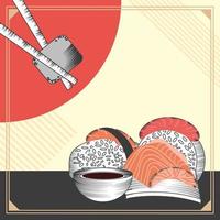 sushi con soja vector