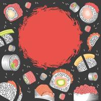 menú de sushi oriental vector