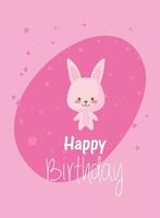 dibujos animados de conejo y diseño de vector de feliz cumpleaños