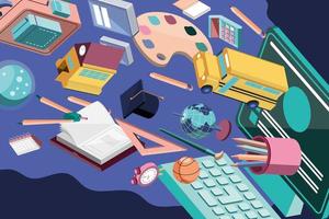 school supplies and accessories vector