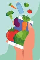 phone and health food vector