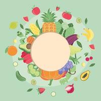 vegetables and fruits badge vector