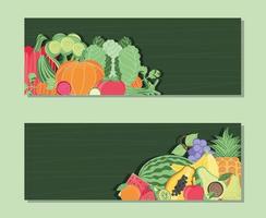 vegetables and fruits banner vector