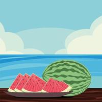 watermelon fruit on table vector