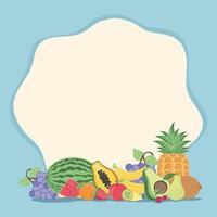 mixed fruits badge vector