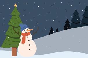 christmas tree and snowman vector