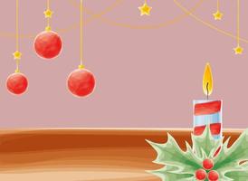 christmas candle and balls vector