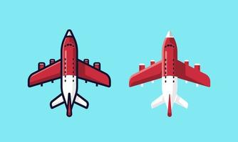 plane vector with border line and without border line, plane flat design style