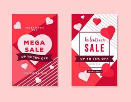 Preciosa promoción de carteles de venta de San Valentín, ilustración de vector de venta de San Valentín