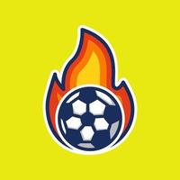 Balón de fútbol cubierto de fuego ilustración estilo simple, vector de fútbol, diseño aislado de balón de fútbol, icono de fútbol