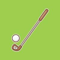 palo de golf y pelota de golf ilustración con sombra simple y estilo de línea, vector de golf, diseño aislado de golf, icono de golf