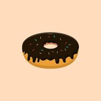donut illustration with chocolate topping. donut vector illustration flat design style, donut isolated illustration
