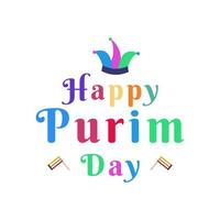 happy purim day with colorful text vector