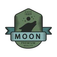 Moon color retro logo template vector